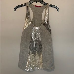 Grey sequin tank top